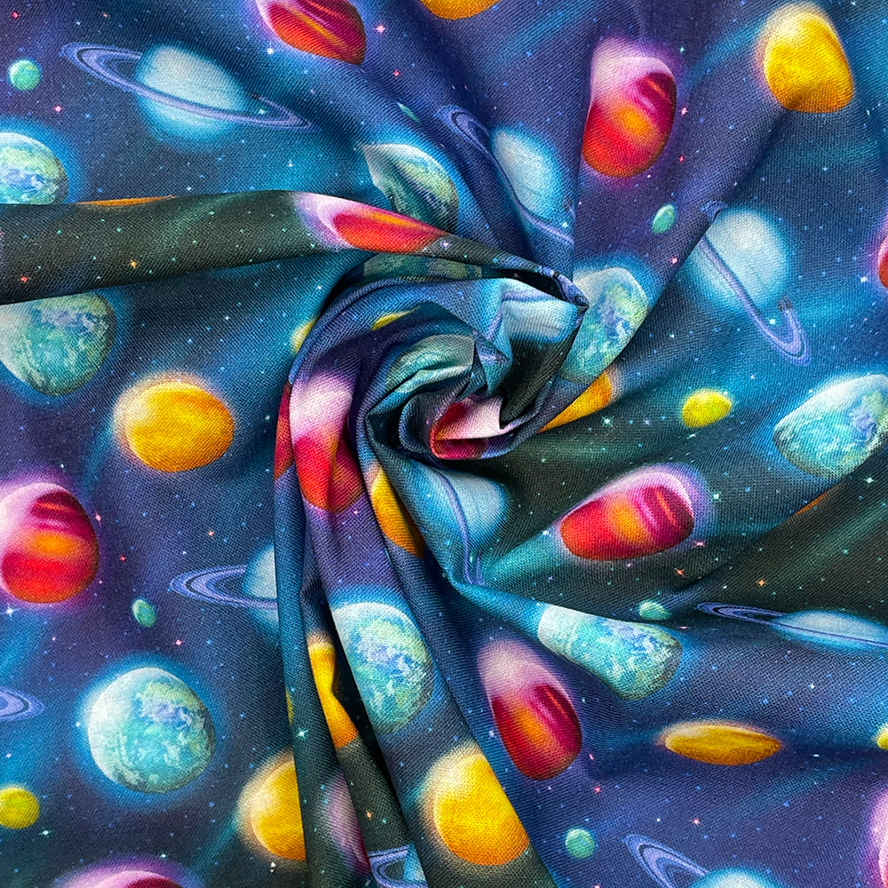 Crafty By Chatham Space Print 100% Cotton 140cm Wide Crafty Cottons Fabric For Crafting, Sewing, Dressmaking, Home Décor