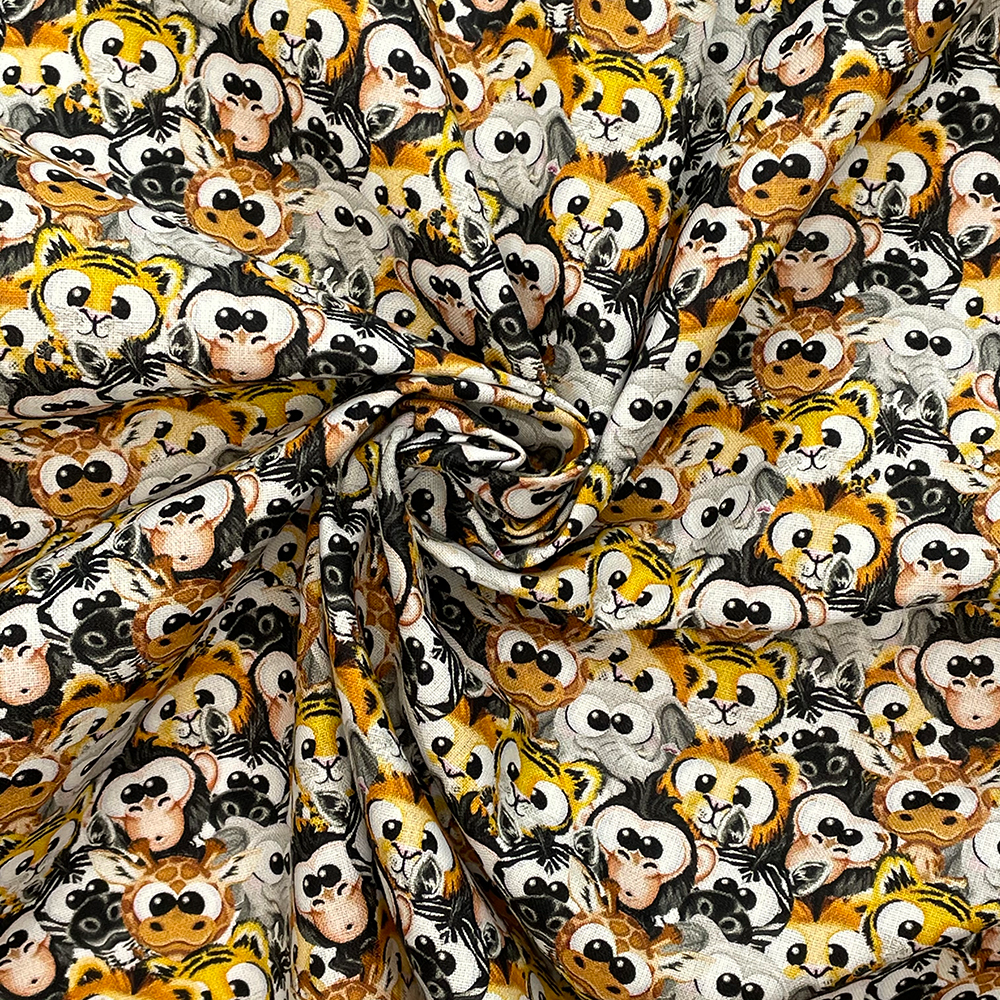 Crafty By Chatham Plush Animals Print 100% Cotton 140cm Wide Crafty Cottons Fabric For Crafting, Sewing, Dressmaking, Home Décor