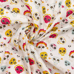 Crafty By Chatham Skulls Print 100% Cotton 140cm Wide Crafty Cottons Fabric For Crafting, Sewing, Dressmaking, Home Décor