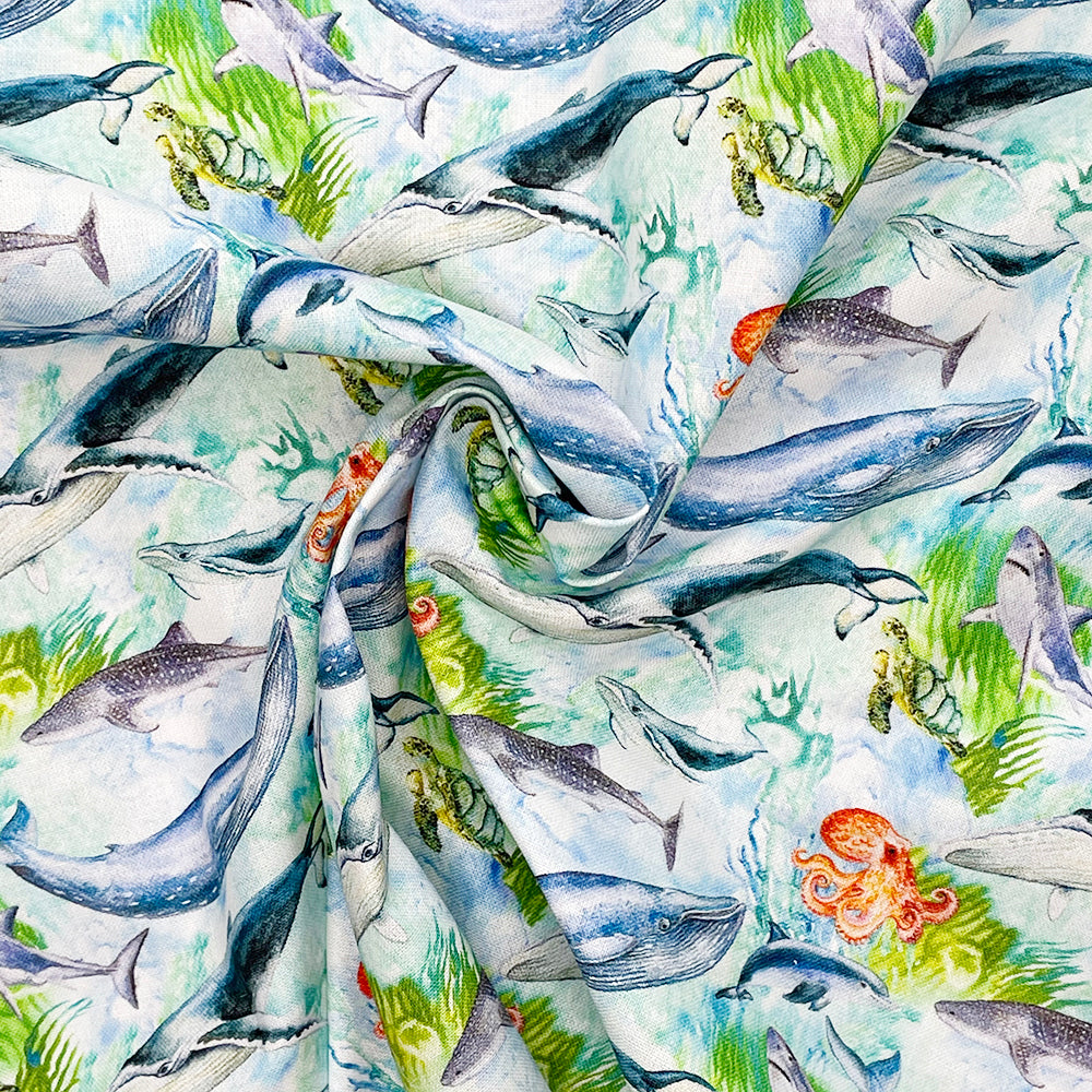 Crafty By Chatham Glyn Sealife Crafty Cottons Digital Printed 100% Cotton