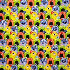 Crafty By Chatham Little Monsters 100% Cotton 140cm Wide Crafty Cottons Fabric For Crafting, Sewing, Dressmaking, Home Décor