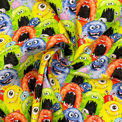 Crafty By Chatham Little Monsters 100% Cotton 140cm Wide Crafty Cottons Fabric For Crafting, Sewing, Dressmaking, Home Décor