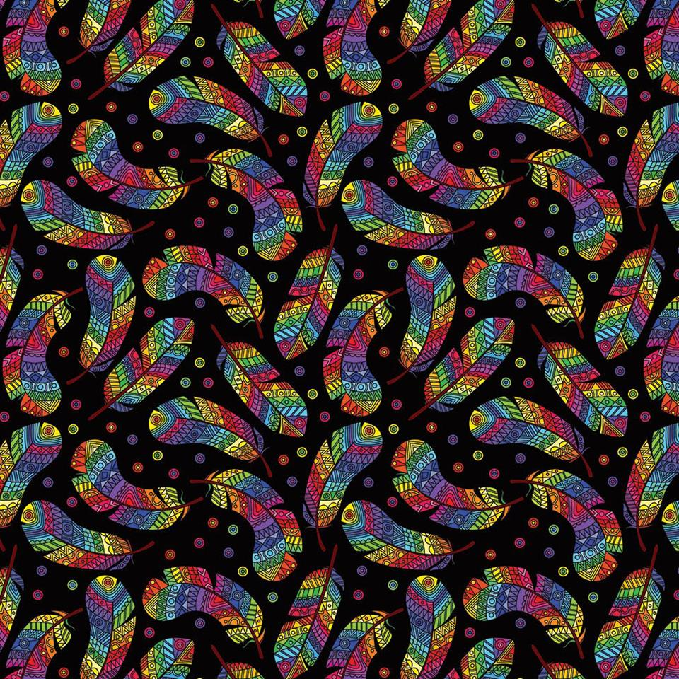Crafty By Chatham Glyn Mosaic Feather 100% Cotton 140cm Wide Digitally Printed Cotton Fabric for Sewing, Crafting, Dressmaking, Patchwork
