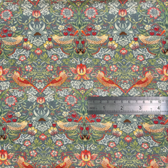 Crafty by Chatham Glyn 100% Cotton 140cm Wide Strawberry Thief Crafty Cottons Digitally Printed Fabric - Rose & Grey