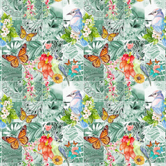 Crafty By Chatham Glyn Mosaic Garden 100% Cotton 140cm Wide Crafty Cottons Digitally Printed Fabric For Crafting, Sewing, Dressmaking, Home Décor