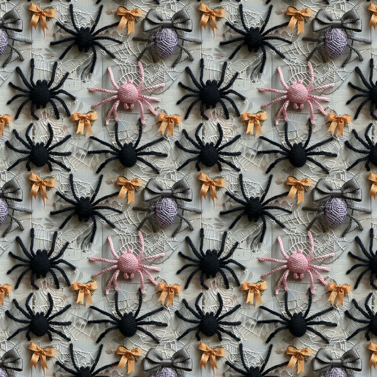 Crafty By Chatham Glyn 3D Embroidered Spiders 100% Cotton 140cm Wide Crafty Halloween Fabric for Sewing, Quilting, Dressmaking