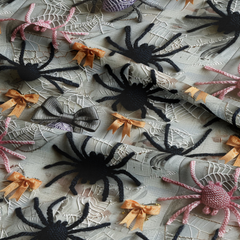 Crafty By Chatham Glyn 3D Embroidered Spiders 100% Cotton 140cm Wide Crafty Halloween Fabric for Sewing, Quilting, Dressmaking
