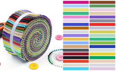 CraftsFabrics Plain 100% Cotton 40Pcs/Roll Pre-Cut Jelly Rolls 2.5"x 44" Wide for Quilting, Scrapbooking, Sewing, Arts & Crafts, Patchwork