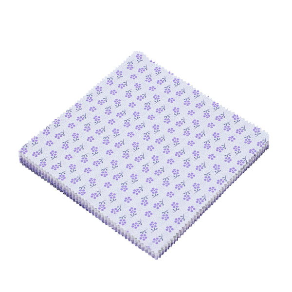 CraftsFabrics Lavender Dreams 40Pcs 100% Cotton Charm Pack