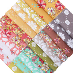 CraftsFabrics 2,5'' x 44'' Floral &amp; Checkered 42Pcs Charm Pack Tissu prédécoupé 100% coton pour quilting, scrapbooking, couture, patchwork
