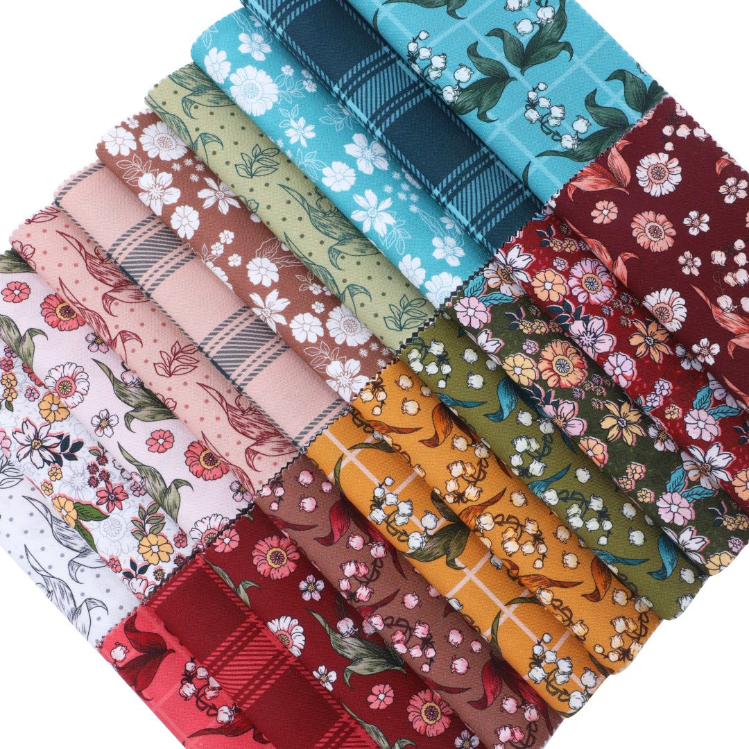 CraftsFabrics Autumn Scenery Charm Pack 5” (40pcs) – 100% Cotton Precut Fabric Squares