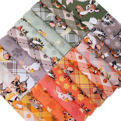 CraftsFabrics Forest Friends 40Pcs Charm Pack 100% Cotton 5″x5″ Pre-Cut Fabric for Quilting, Sewing, Arts & Crafts, Patchwork