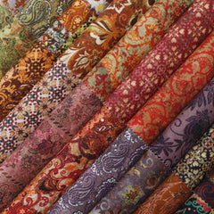 CraftsFabrics 2,5'' x 44'' Floral &amp; Checkered 42Pcs Charm Pack Tissu prédécoupé 100% coton pour quilting, scrapbooking, couture, patchwork