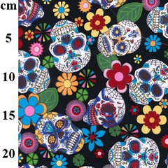 Rose & Hubble Day of the Dead 100% Cotton Skulls Digital Prints 110cm Wide Fabric for Crafting, Quilting, Home Decor, Kid's Crafting