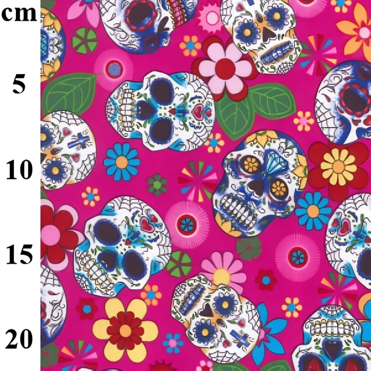 Rose & Hubble Day of the Dead 100% Cotton Skulls Digital Prints 110cm Wide Fabric for Crafting, Quilting, Home Decor, Kid's Crafting