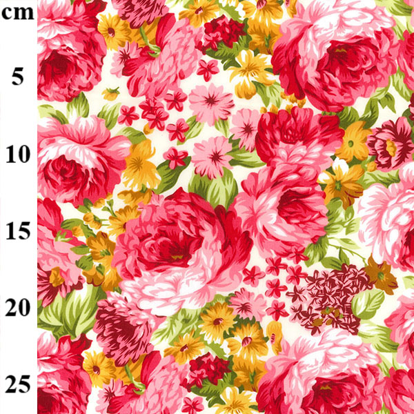 Rose and Hubble Floral Designs Medium & Large Cotton Poplin Fabric - 45” Wide Ideal for Crafting, Sewing, Patchwork, and Dressmaking