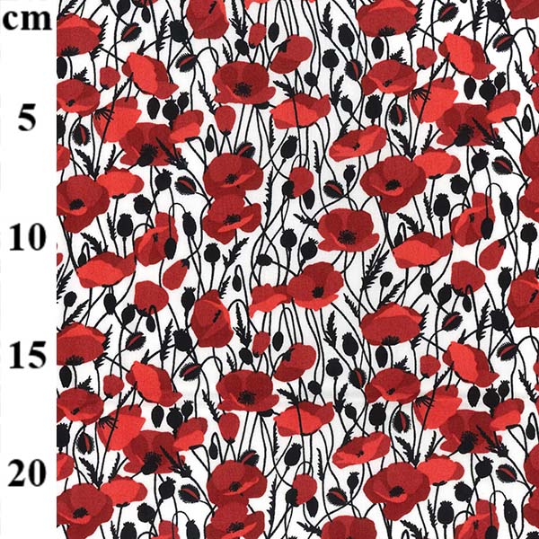 Rose & Hubble Fabrics Red Poppy Fabric Craft Fabric Material 100% Cott ...
