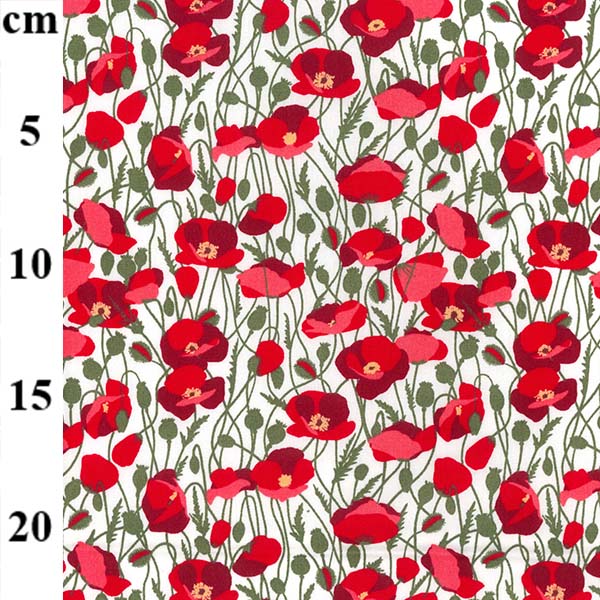 Rose & Hubble Fabrics Red Poppy Fabric Craft Fabric Material 100% Cotton Quilting, Children's Dressmaking (CP0897)