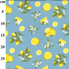 Lemon Fresh Delight Digital Cotton Printed Fabric 112cm/44" Wide 100% Cotton Poplin Print for Sewing, Quilting, Home Décor, Clothing