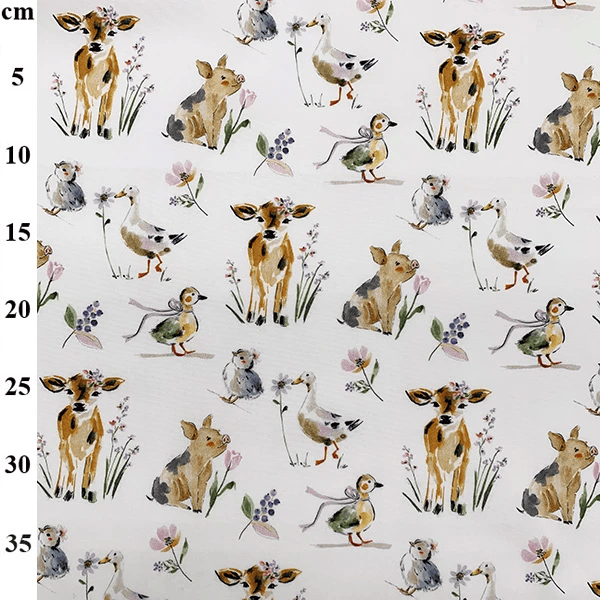 Farmyard Animal 100% Quilting Cotton Poplin Fabric