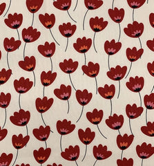 Rose & Hubble Scarlet Blooms Cream 100% Cotton Poplin Fabric