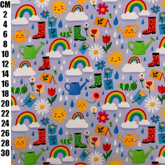 Rose &amp; Hubble, Himmelblauer Stoff mit kleinen Blümchenmustern, Meterware/Halbmeter/Fat Quarter, 100 % Baumwoll-Popeline zum Quilten, Schneidern (CP0938 SKY) 