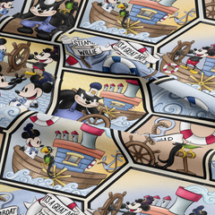 Mickey Mouse auf Schokoladenfarbe, 100 % Baumwolle, 145 cm breit, digitaler Stoff, ideal zum Basteln, Quilten, Nähen, Schneidern, Kinderbasteln