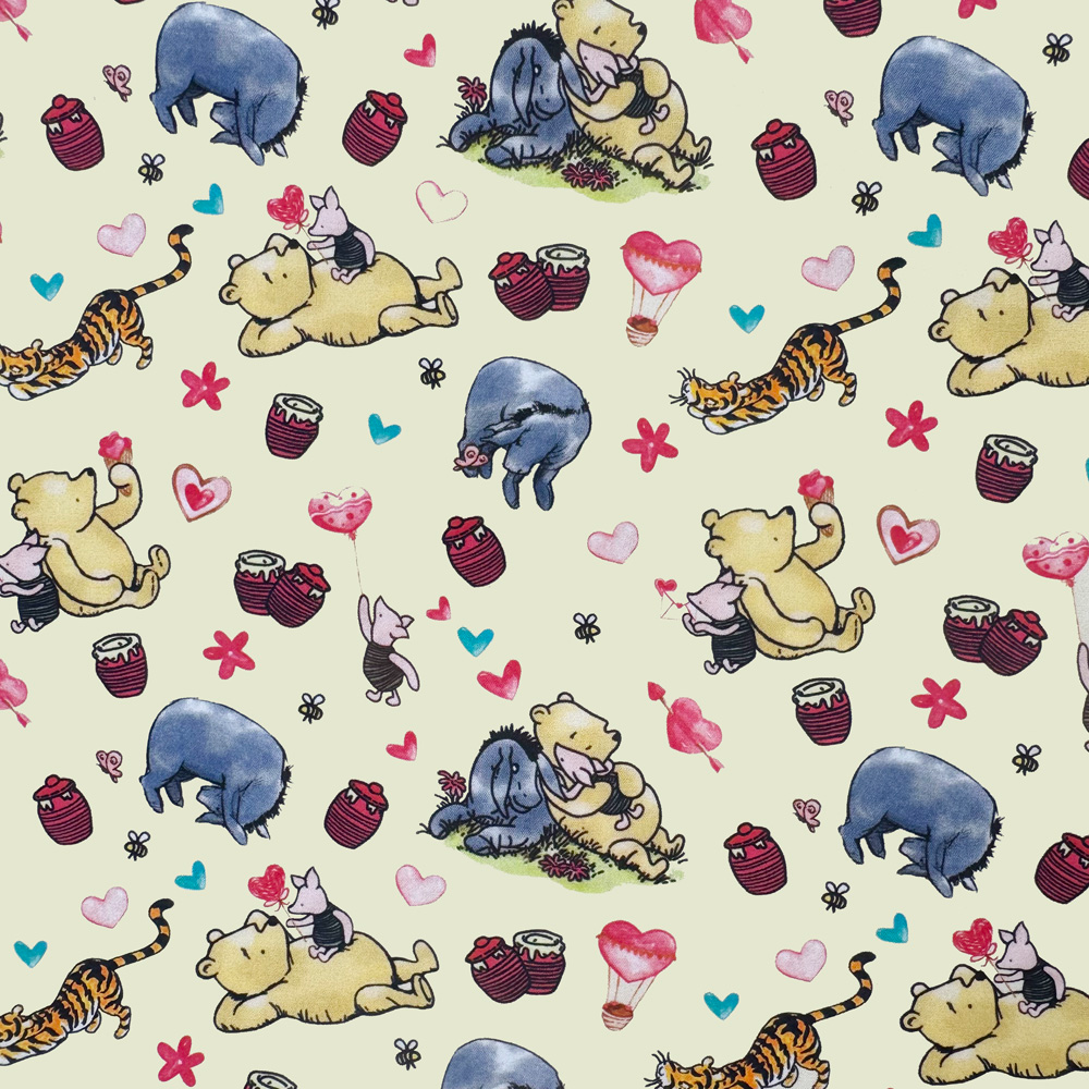Crafty By Chatham Glyn Winnie Loves 100% Cotton Fabric 112cm Wide Digital Printed Craft Cotton for Sewing, Quilting & Dressmaking