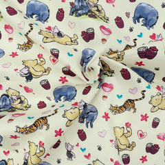 Crafty By Chatham Glyn Winnie Loves 100% Cotton Fabric 112cm Wide Digital Printed Craft Cotton for Sewing, Quilting & Dressmaking