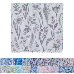 CraftsFabrics 40pcs Floral Prints Porcelain Prints 5" X 5" Charm Packs DIY Cotton Fabric For Sewing Crafting Patchwork - Linea Art Flora