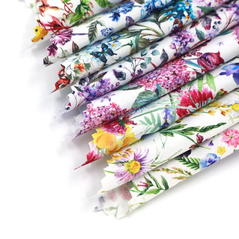 CraftsFabrics Charm Pack CraftsFabrics 40pcs Floral Prints Porcelain Prints 5" X 5" Charm Packs DIY Cotton Fabric For Sewing Crafting Patchwork - Linea Art Flora