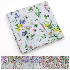 CraftsFabrics 40pcs Floral Prints Porcelain Prints 5" X 5" Charm Packs DIY Cotton Fabric For Sewing Crafting Patchwork - Linea Art Flora