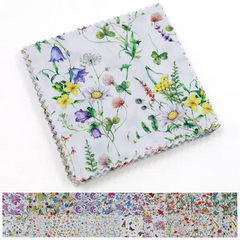 CraftsFabrics 42pcs Floral Prints Porcelain Prints 5" X 5" Charm Packs DIY Cotton Fabric For Sewing Crafting Patchwork