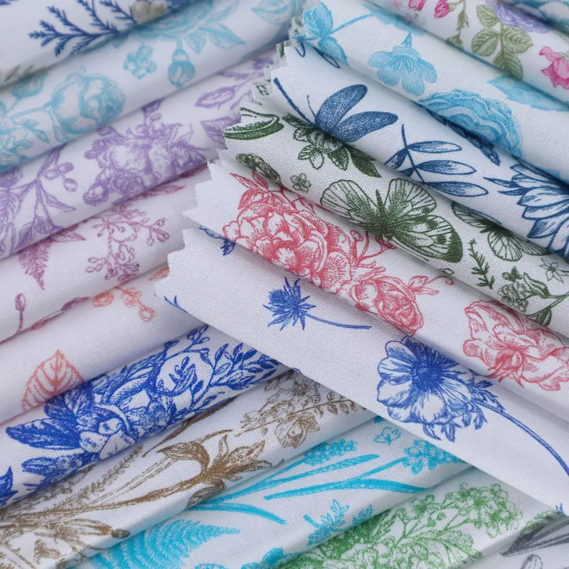 CraftsFabrics 40pcs Floral Prints Porcelain Prints 5" X 5" Charm Packs DIY Cotton Fabric For Sewing Crafting Patchwork - Linea Art Flora
