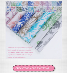 CraftsFabrics 40pcs Floral Prints Porcelain Prints 5" X 5" Charm Packs DIY Cotton Fabric For Sewing Crafting Patchwork - Linea Art Flora
