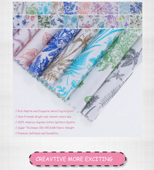 CraftsFabrics 42pcs Floral Prints Porcelain Prints 5" X 5" Charm Packs DIY Cotton Fabric For Sewing Crafting Patchwork