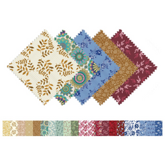 CraftsFabrics 2,5 x 44 Zoll, Blumen- und Karomuster, 42-teiliges Charm-Pack, 100 % Baumwolle, vorgeschnittener Stoff zum Quilten, Scrapbooking, Nähen, Patchwork