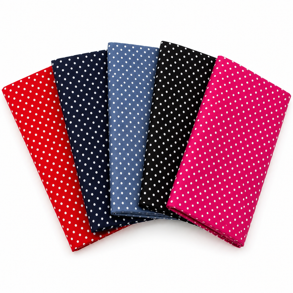 CraftsFabrics 5Pcs Polka Dots 100% Cotton Fat Quarters Bundle