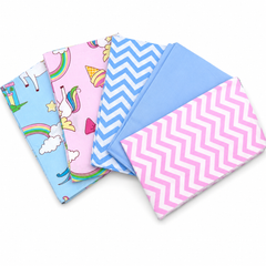 CraftsFabrics Lot de 5 tissus en coton imprimés licorne, arc-en-ciel, château, nuages, 50 x 40 cm de large, pour patchwork, quilting, couture, coussin