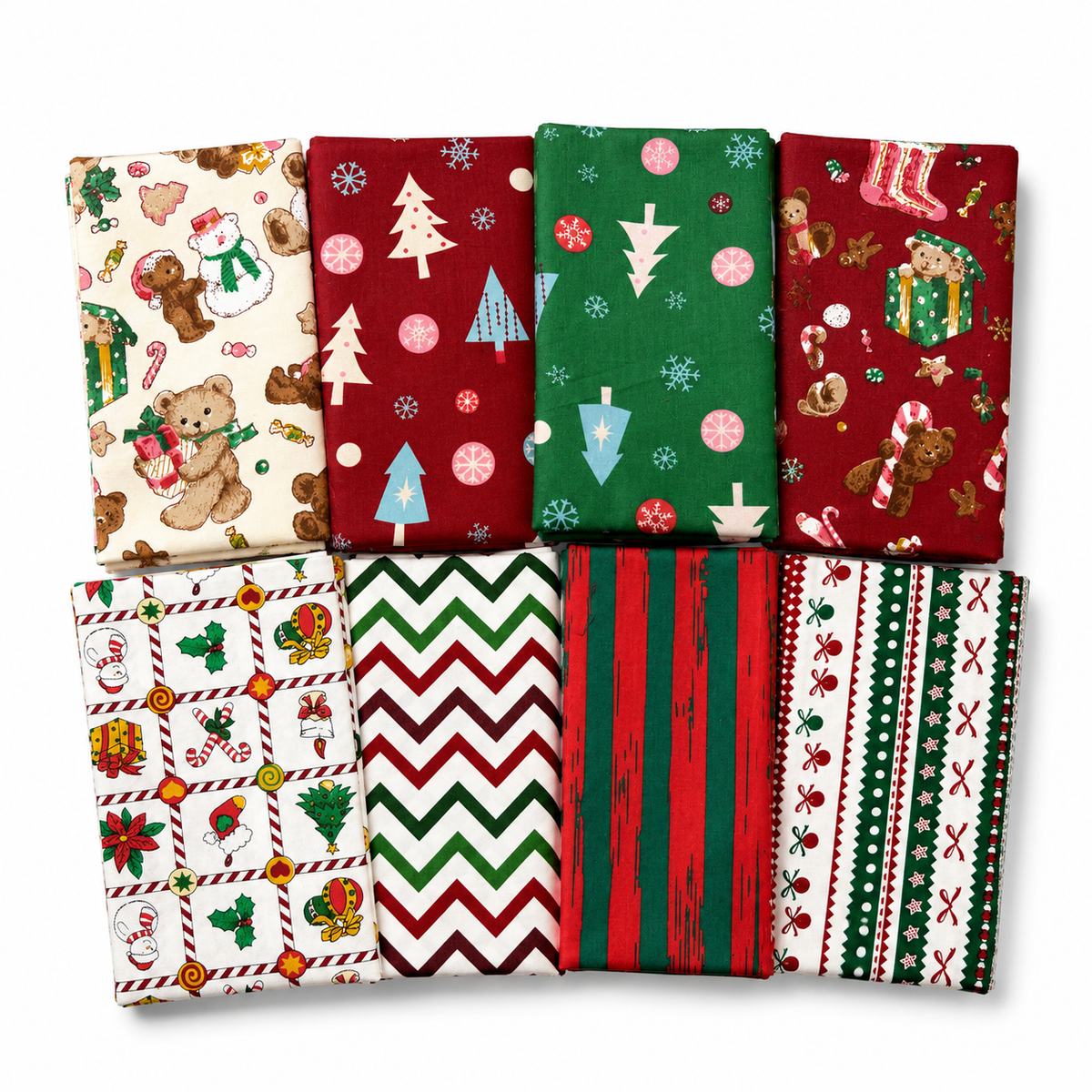 Lot de 8 Fat Quarters de tissu de Noël CraftsFabrics, 100 % coton