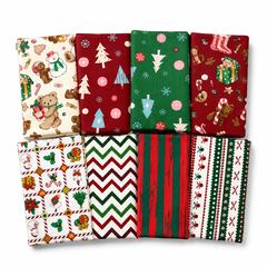 Lot de 8 Fat Quarters de tissu de Noël CraftsFabrics, 100 % coton