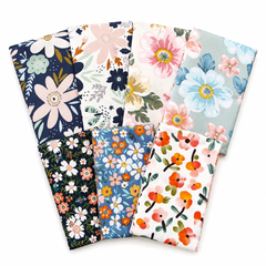 CraftsFabrics 7-teiliges bedrucktes Floral Delight-Gewebe, 100 % Baumwolle, 50 x 40 cm breit, Fat Quarter-Bündel für Quilting, Patchwork, DIY-Projekte