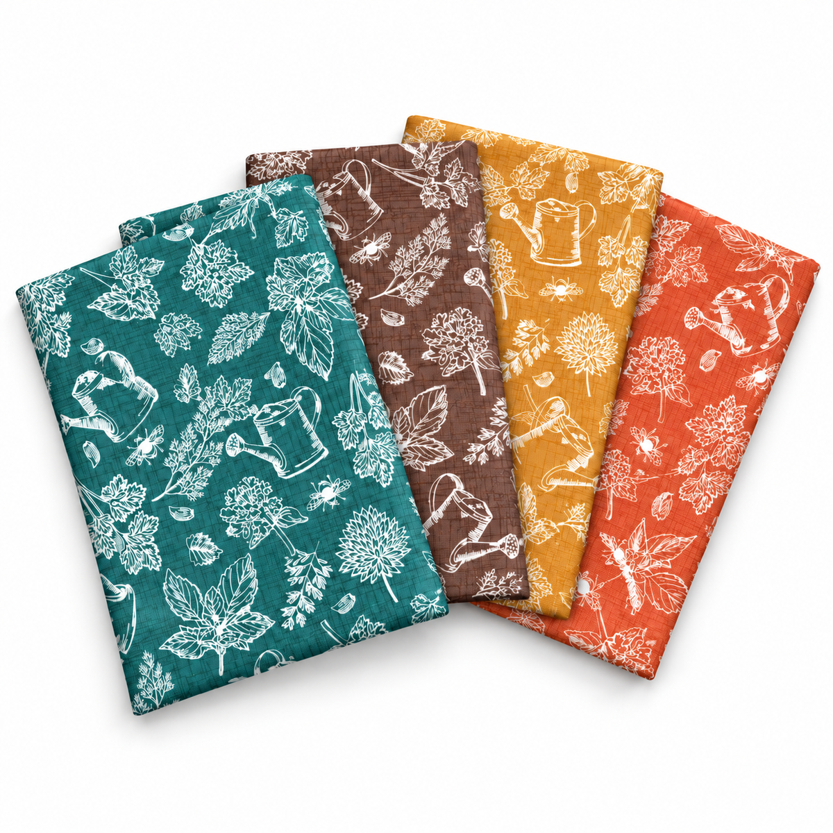 Herb Garden by Susan Wheeler 100% Cotton 4Pcs Fat Quarters Fabric Bundle