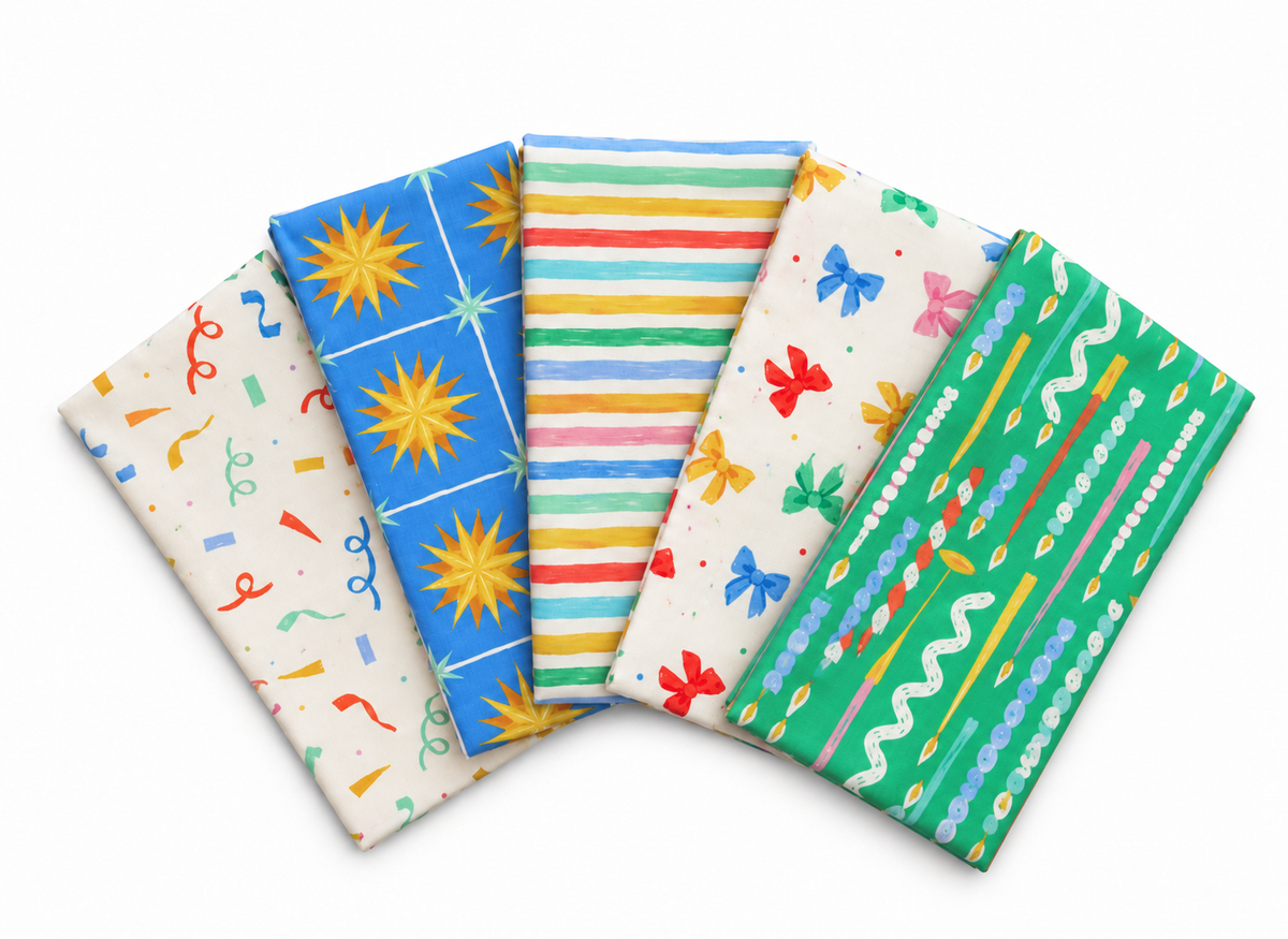 Radiant Celebration 100% Cotton 5Pcs Fat Quarters Fabric Bundle