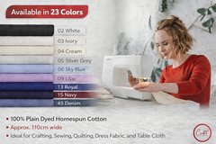 CraftsFabrics Plain Dyed Homespun Cotton Fabric
