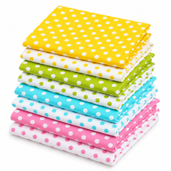 CraftsFabrics 8Pcs Colorful Polka Dots 100% Cotton Fabric Squares