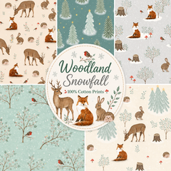 Tissu 100 % coton motif forêt et neige, 112 cm de large, pour travaux manuels, couture, décoration d'intérieur et loisirs créatifs pour enfants.