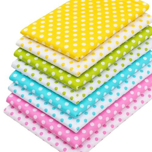 CraftsFabrics 8Pcs Colorful Polka Dots 100% Cotton Fabric Squares