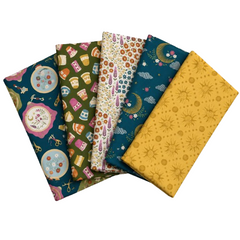 The Craft Cotton Co Celestial Stitches by Kimberley Hind 100% Cotton 45x55cm Wide 5Pcs Fat Quarter Bundle for Sewing, Quilting, Dressmaking