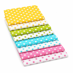 CraftsFabrics 8Pcs Colorful Polka Dots 100% Cotton Fabric Bundle